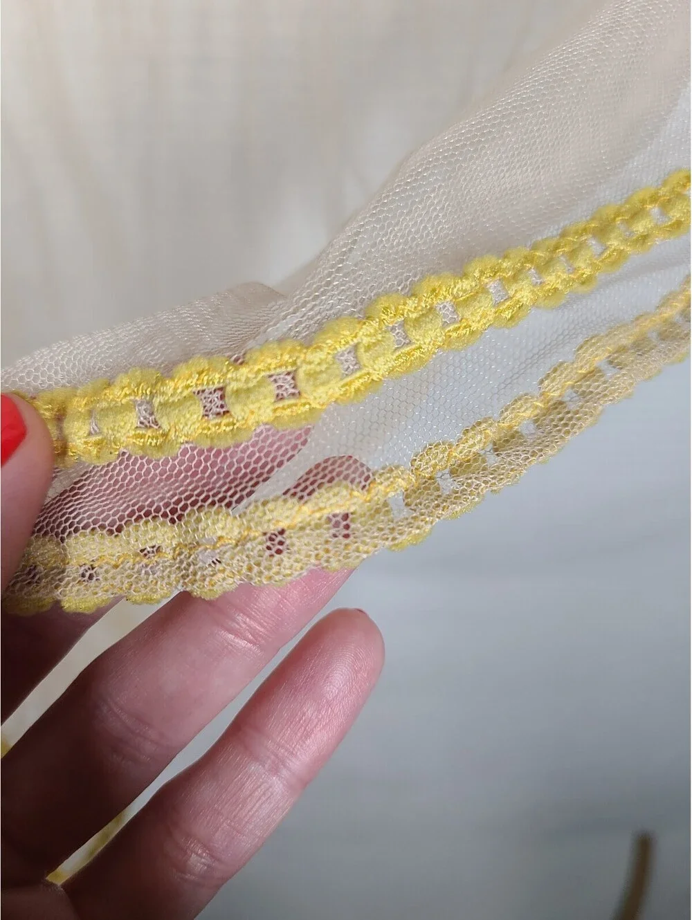 Vtg Sheer Mesh Lingerie Set L Nylon Net Ivory Cream See Thru NOS Chain Straps